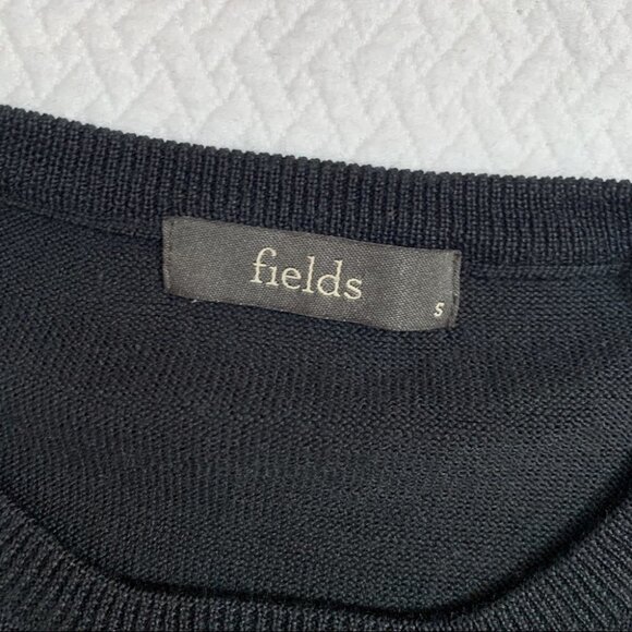 FIELDS🖤BLACK Crew Neck Black Lightweight Sweater Ruching Detail on Fron… - Picture 6 of 10